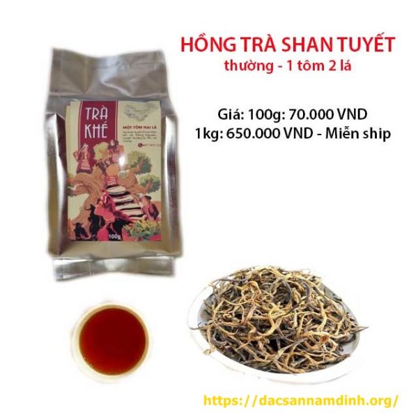 Hồng trà shan tuyết Hà Giang 1 tôm 2 lá (loại thường)